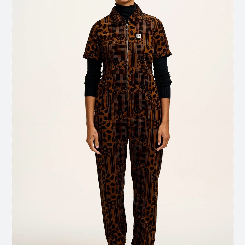 Brown Plaid Jumpsuit